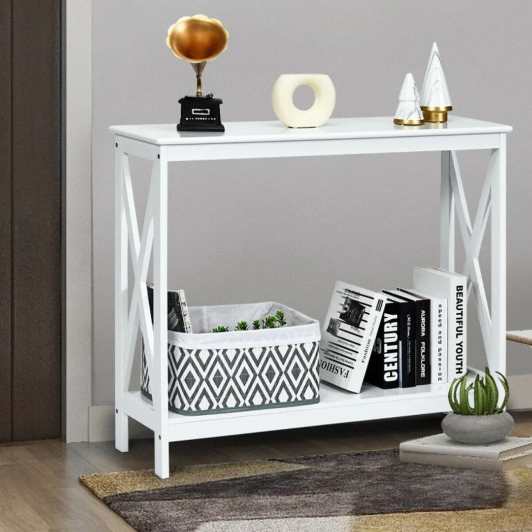 2-Tier Console X-Design Sofa Side Accent Table