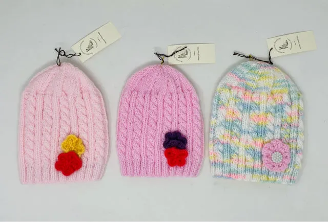 6-12 M Acrylic Pastel Cable Knit Hats