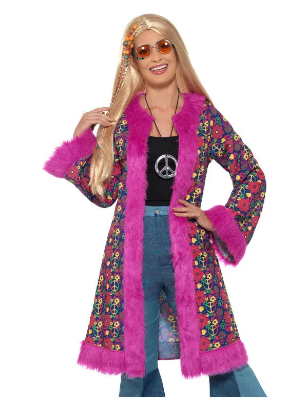 60s Psychedelic Hippie Coat, Pink