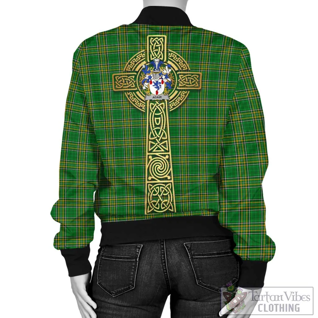 Adair Irish Clan Tartan Bomber Jacket with Coat of Arms Celtic Tree of Life Style