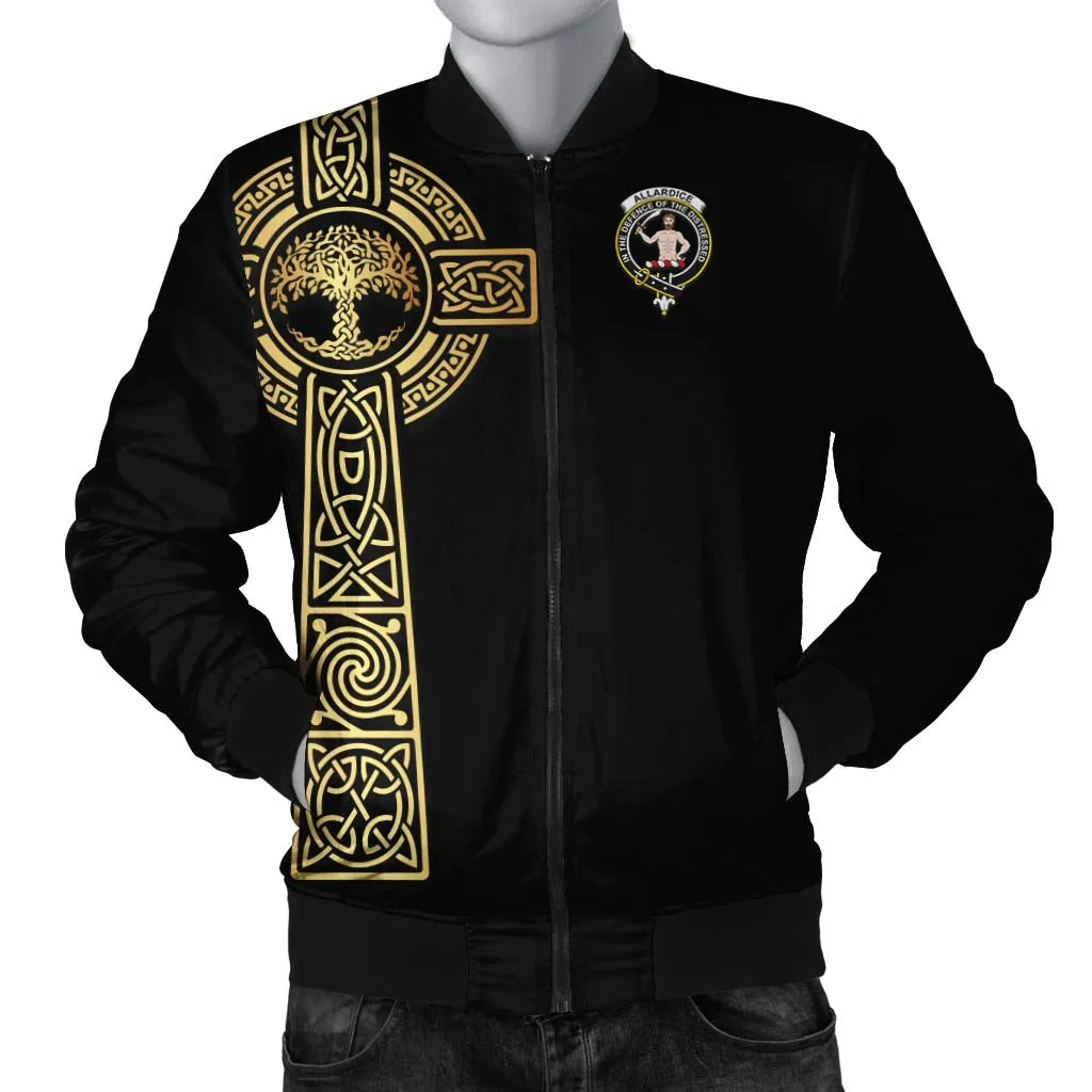 Allardice Clan Bomber Jacket with Golden Celtic Tree Of Life