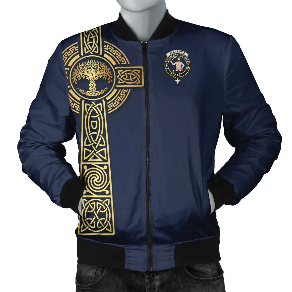 Allardice Clan Bomber Jacket with Golden Celtic Tree Of Life