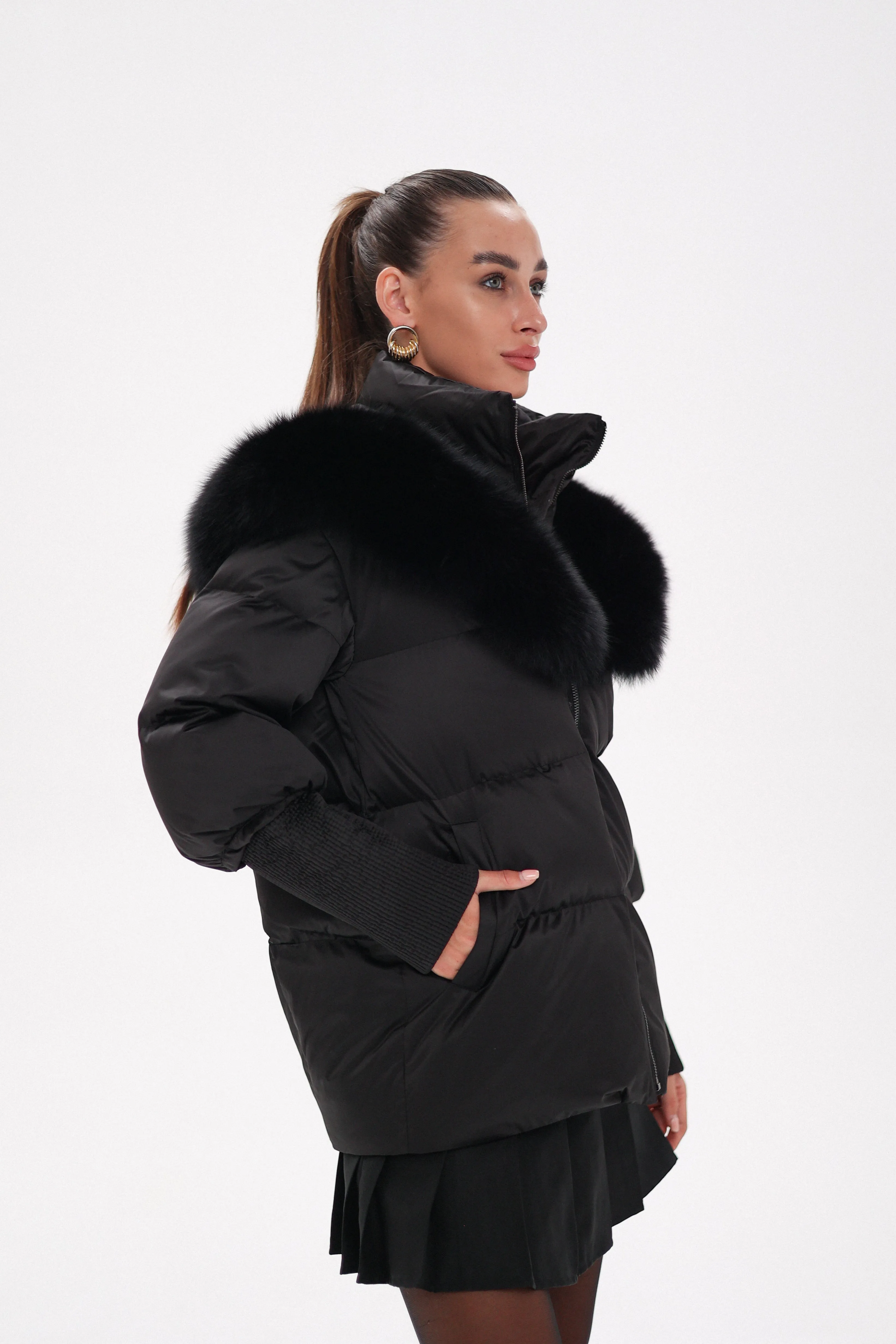 Amanda Genuine Fur Trim Down Fill Coat