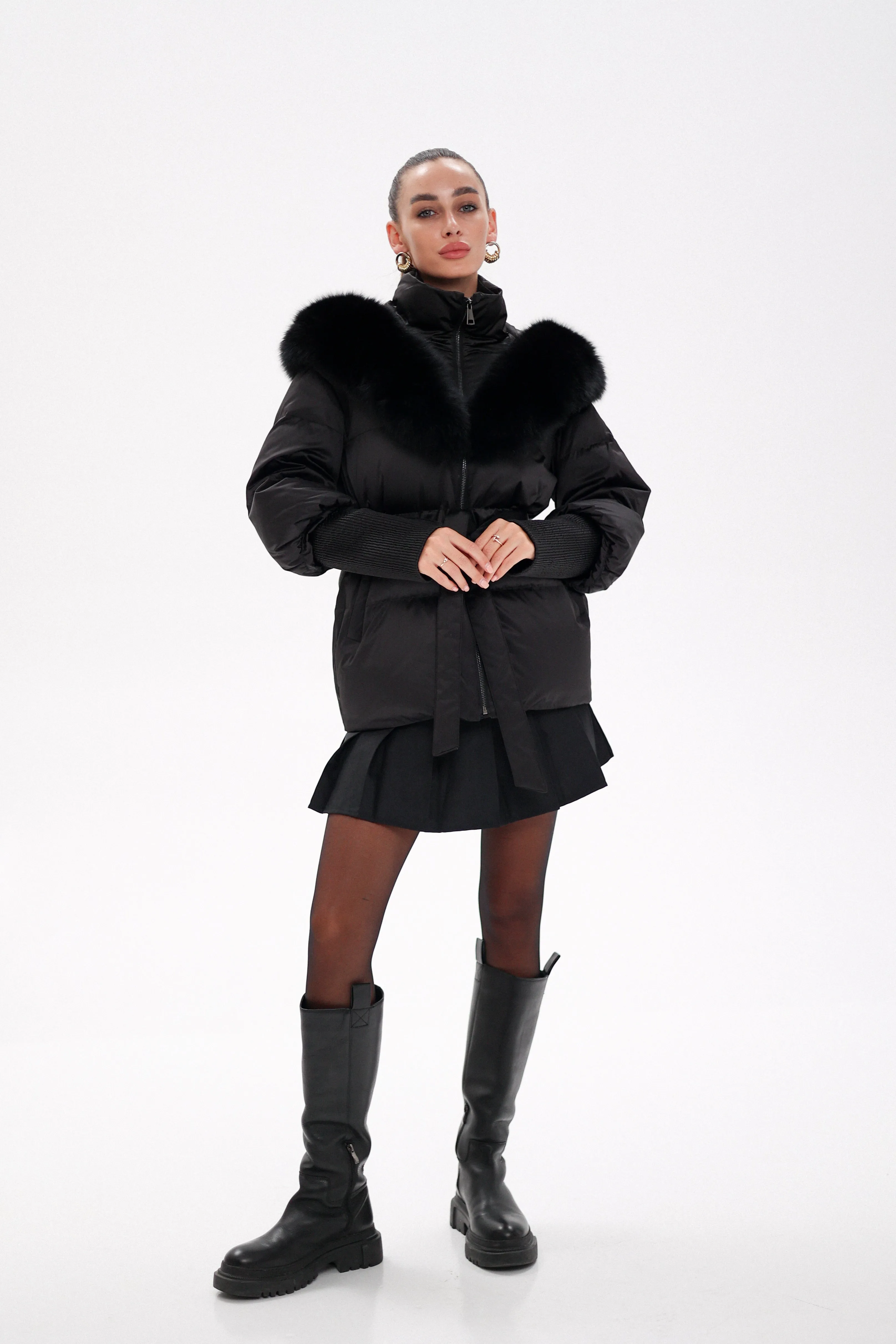 Amanda Genuine Fur Trim Down Fill Coat