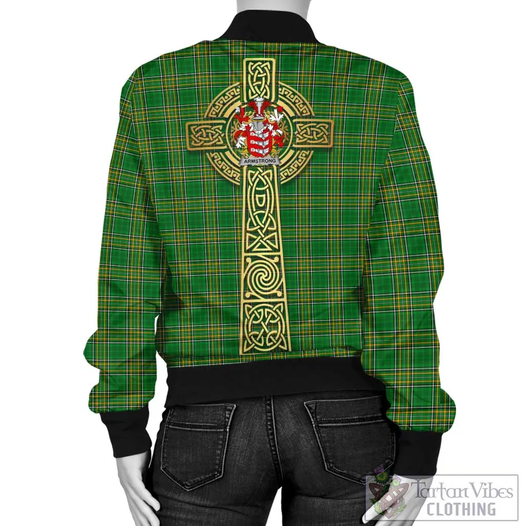 Armstrong Irish Clan Tartan Bomber Jacket with Coat of Arms Celtic Tree of Life Style