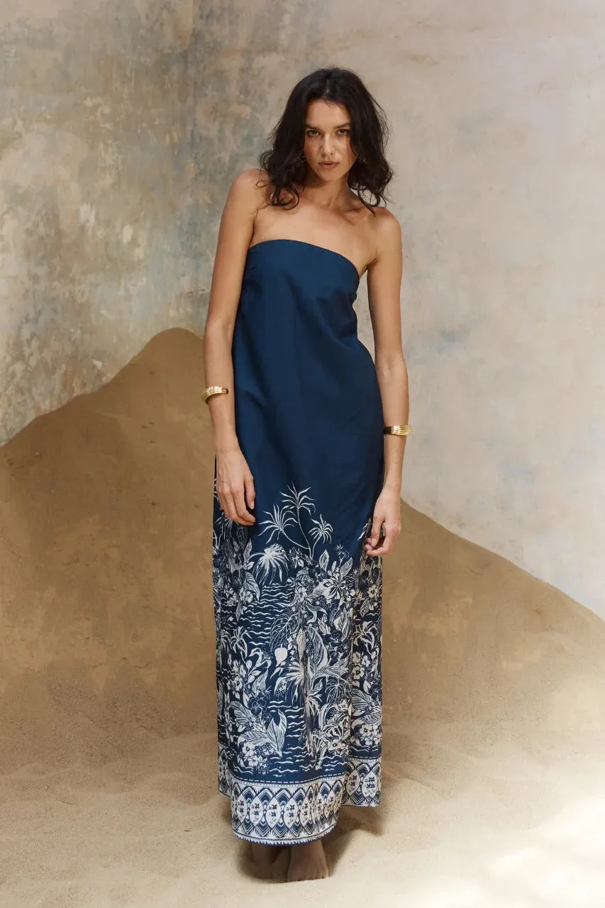 Belize Maxi Dress - Navy/Sand