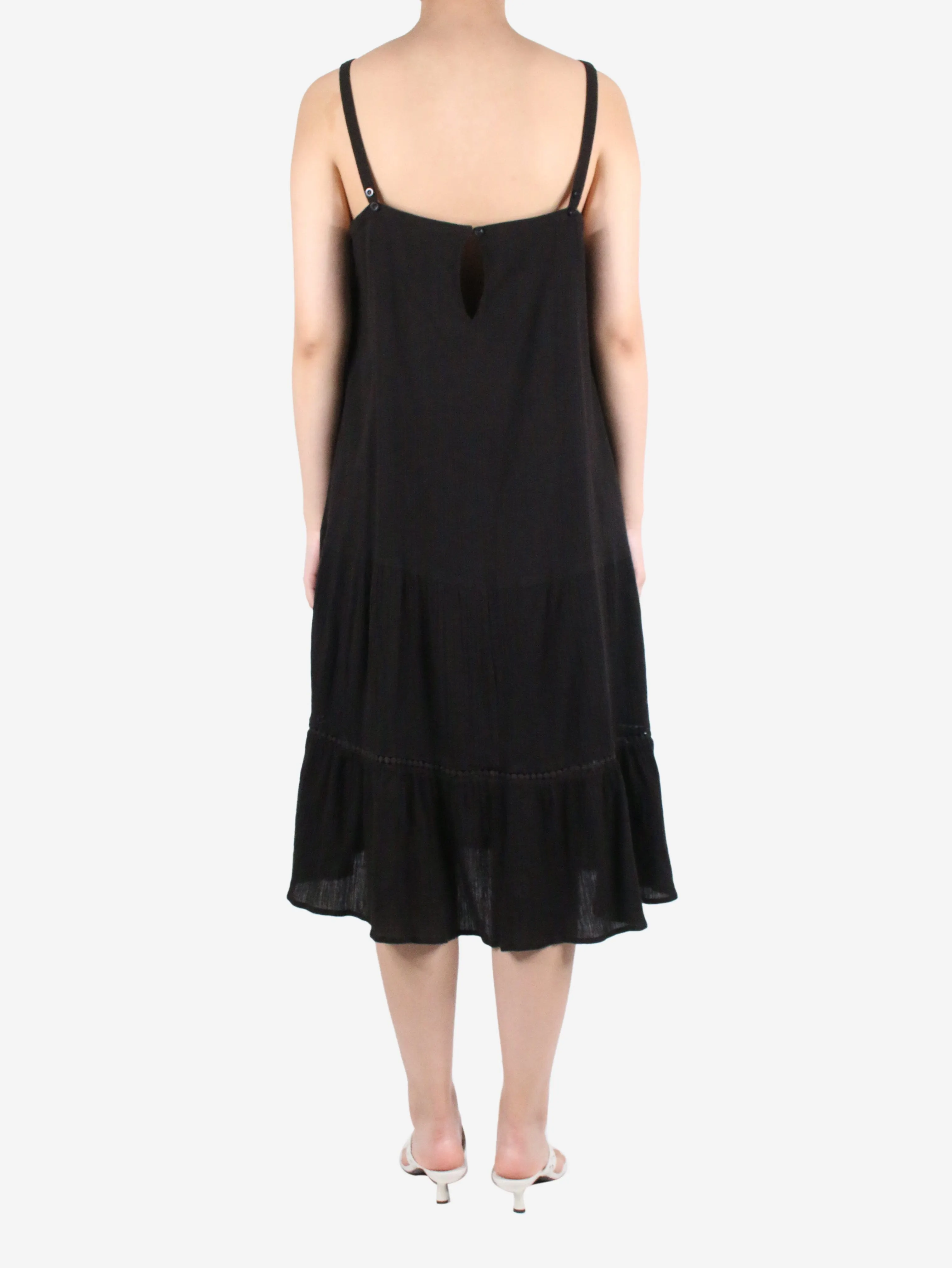 Black cotton slip dress - size UK 12