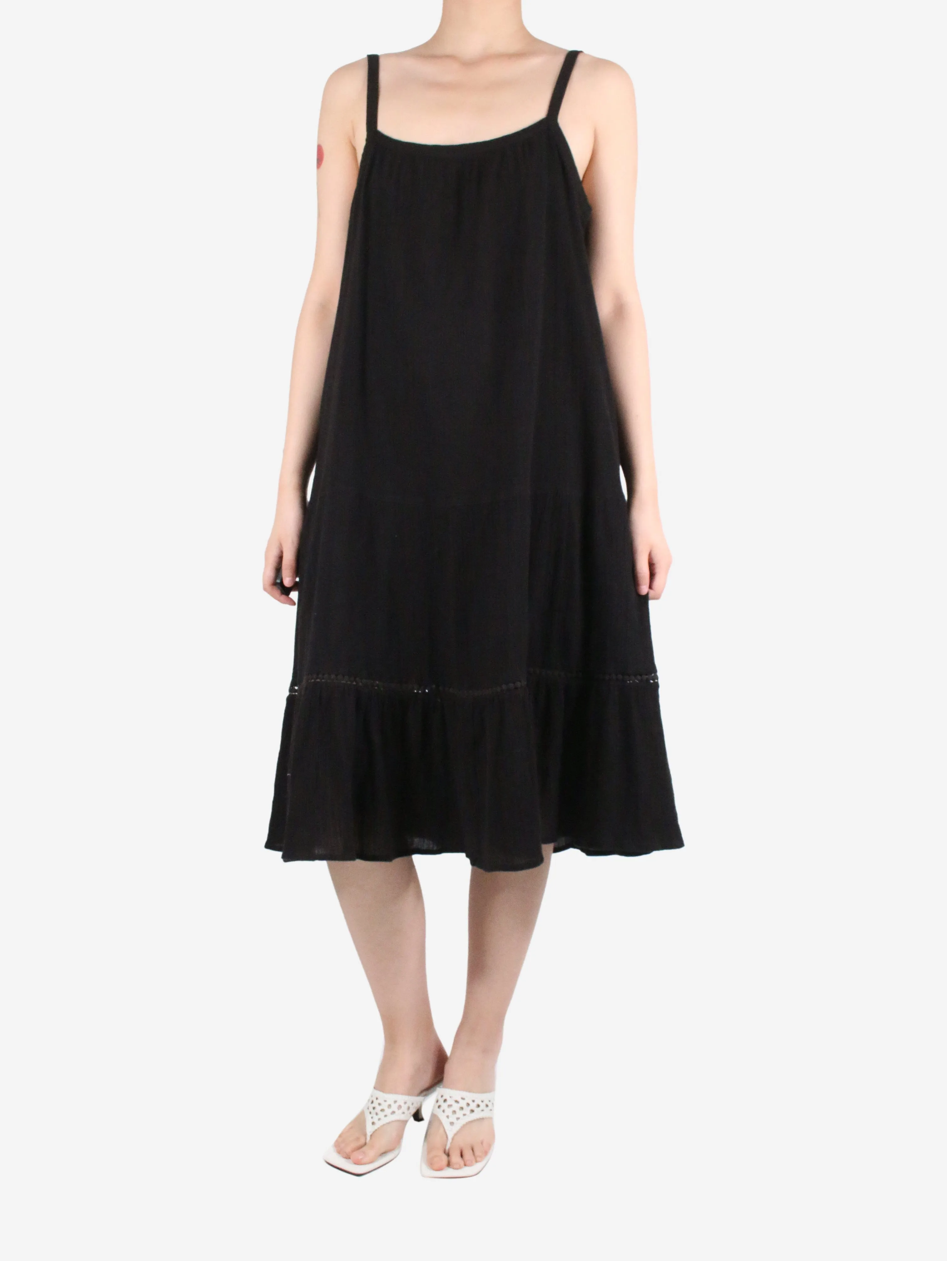 Black cotton slip dress - size UK 12