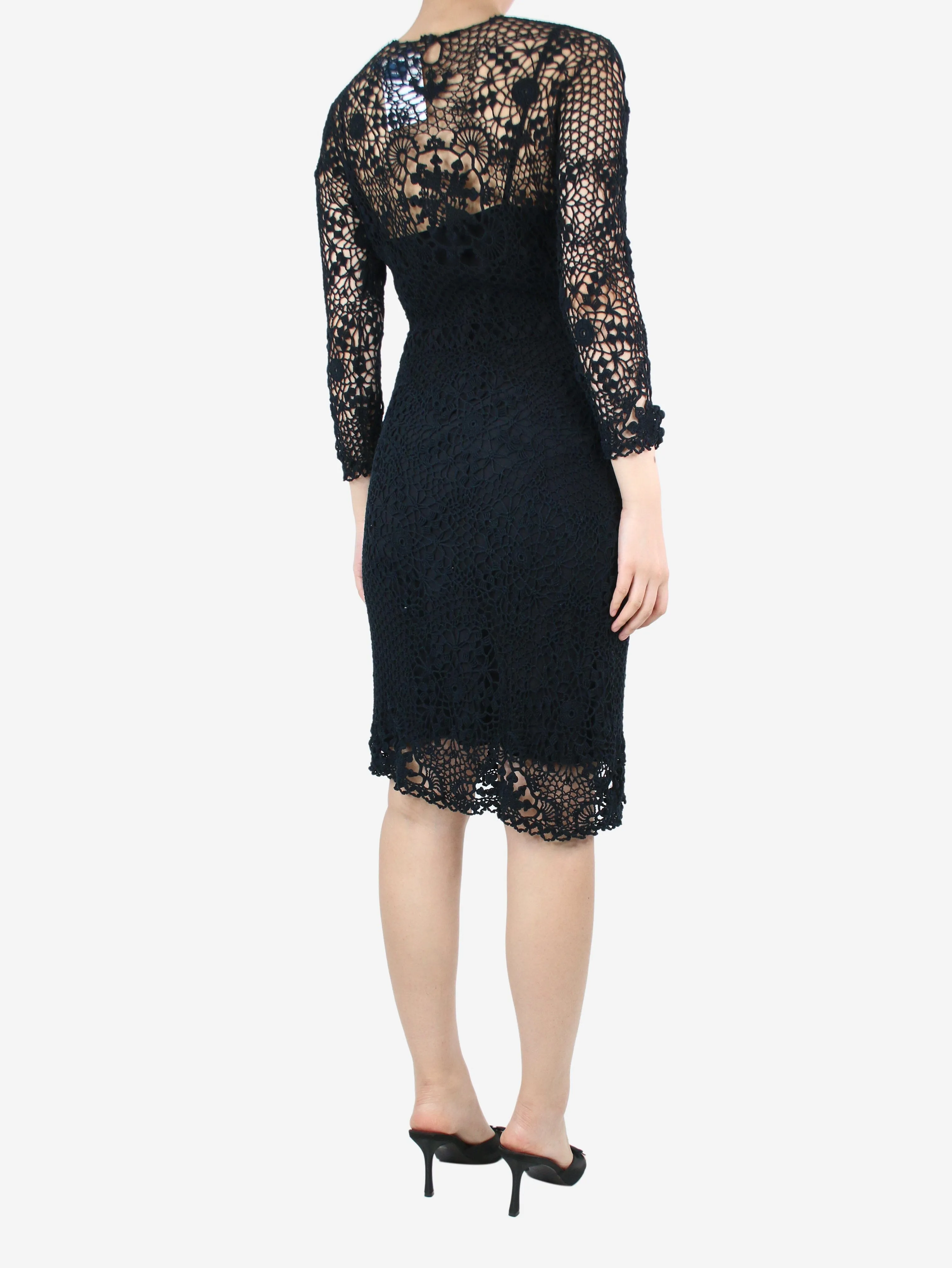 Black crochet knit dress - size L