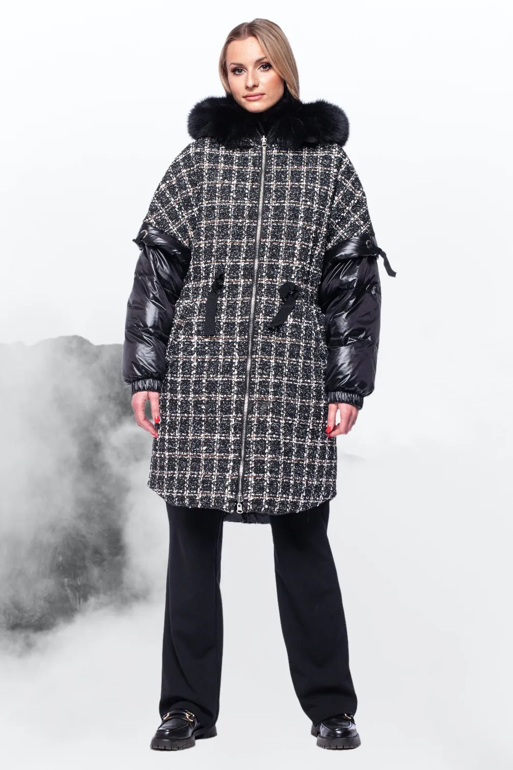 Black Double Sided Transformer Fur Parka