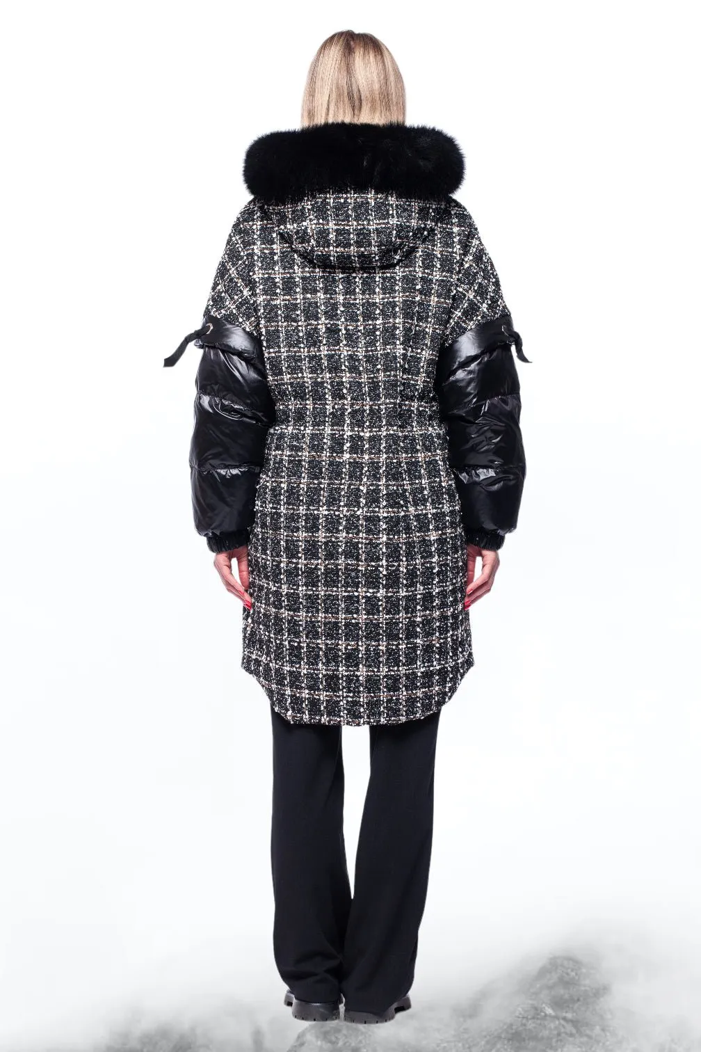 Black Double Sided Transformer Fur Parka