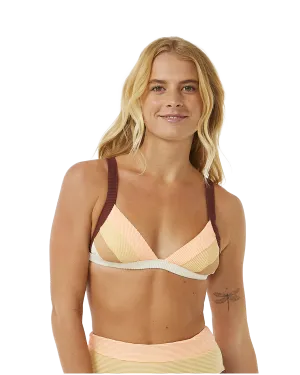 Block Party Spliced Fixed Tri Bikini Top in Bone