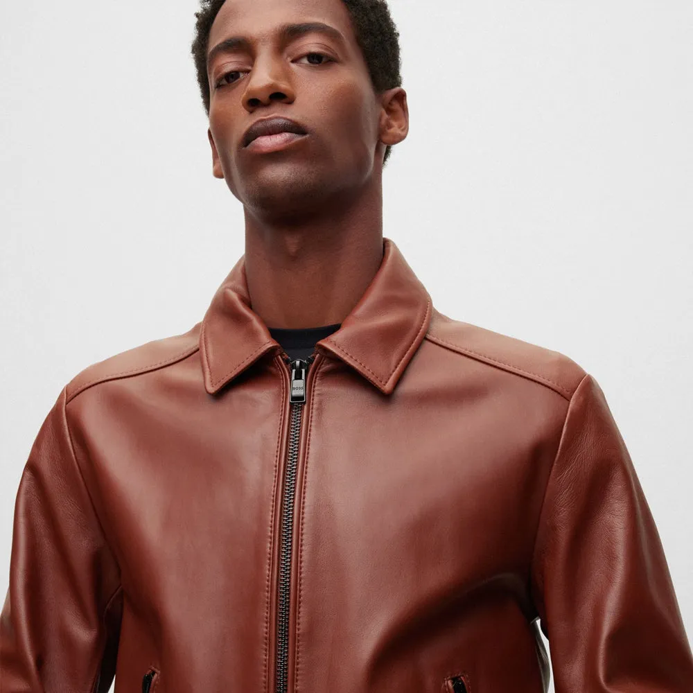 Bomber Jacket Men With Wing Collars In Brown