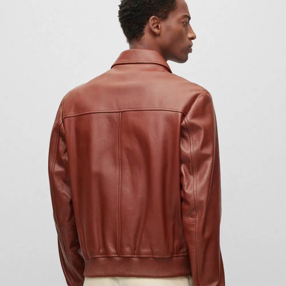 Bomber Jacket Men With Wing Collars In Brown