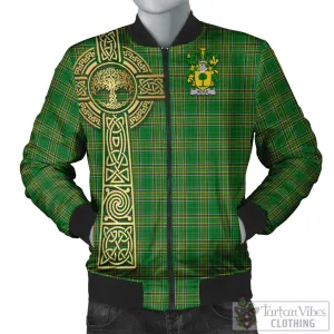 Boyle Irish Clan Tartan Bomber Jacket with Coat of Arms Celtic Tree of Life Style