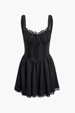 Braided Eyelet Pleated Slip Mini Dress