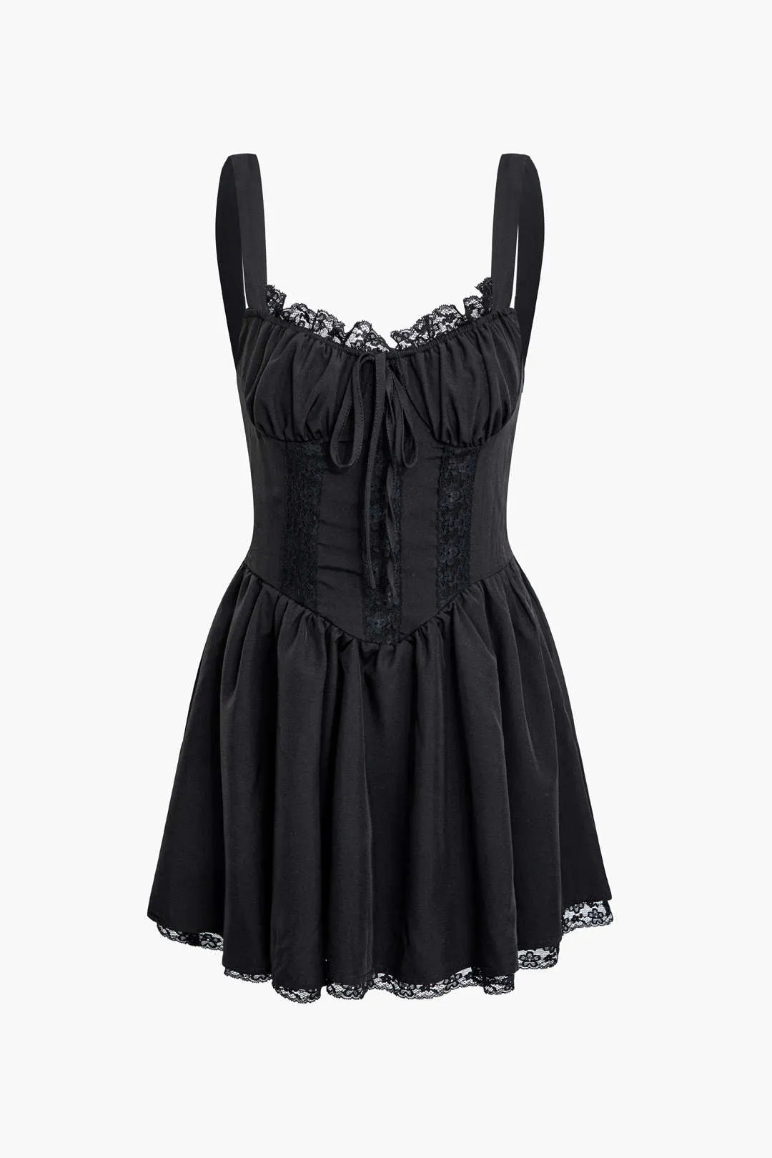 Braided Eyelet Pleated Slip Mini Dress