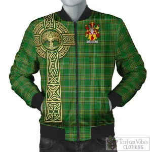 Breen Irish Clan Tartan Bomber Jacket with Coat of Arms Celtic Tree of Life Style