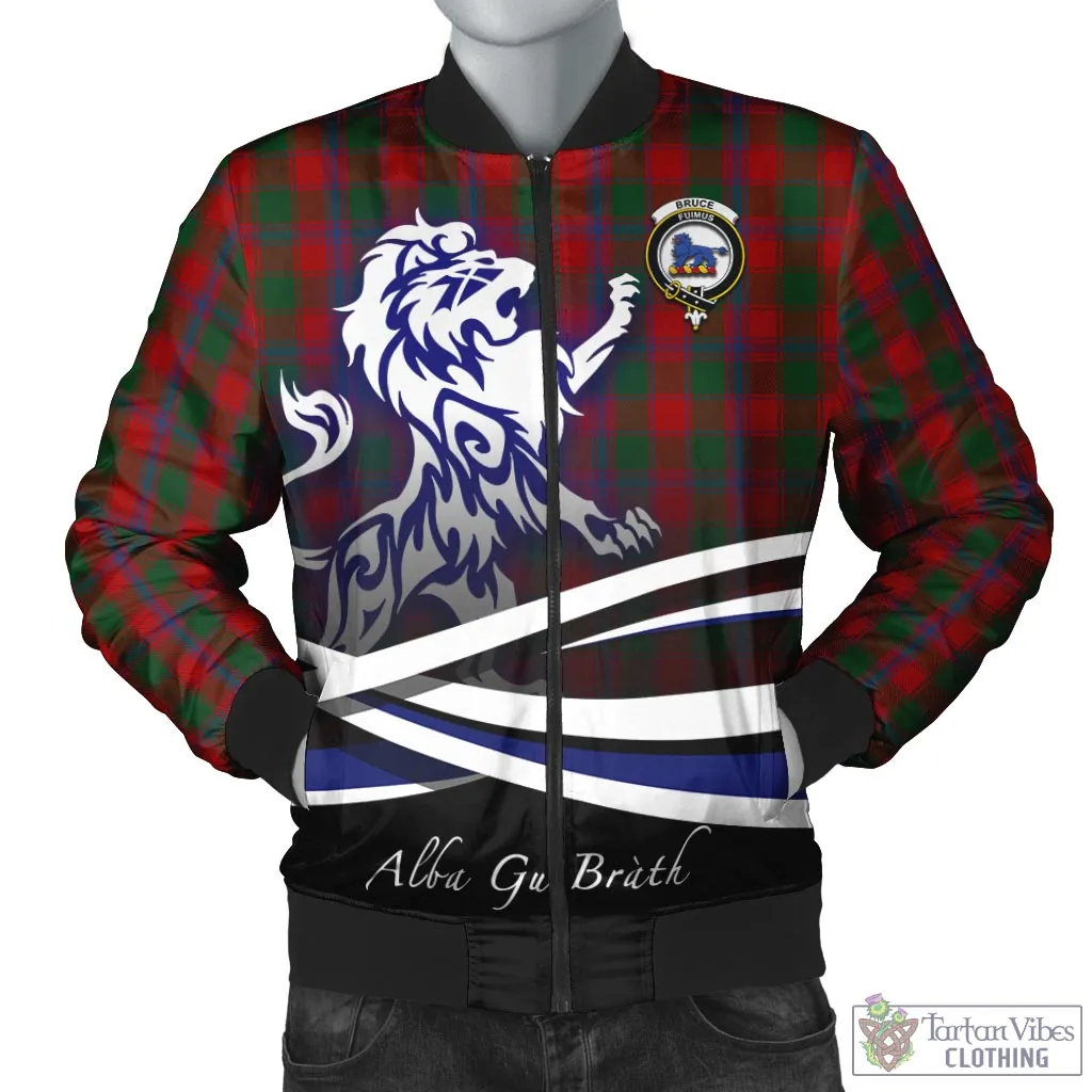 Bruce Old Tartan Bomber Jacket with Alba Gu Brath Regal Lion Emblem