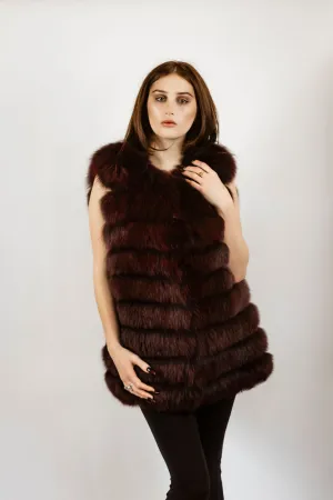 Burgundy Dyed Fox Vest