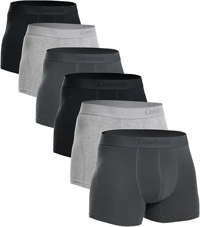 Comfneat Men's 6-Pack Trunks Cotton Spandex Underwear