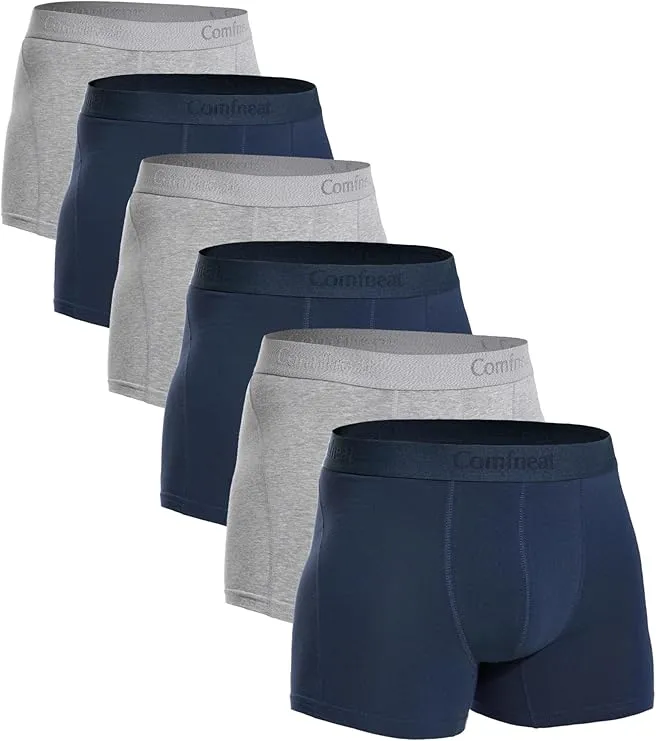 Comfneat Men's 6-Pack Trunks Cotton Spandex Underwear