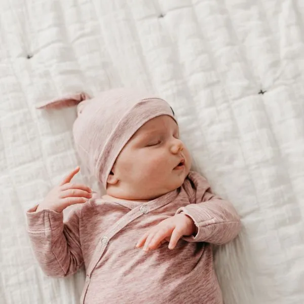 Copper Pearl Newborn Top Knot Hat - Maeve