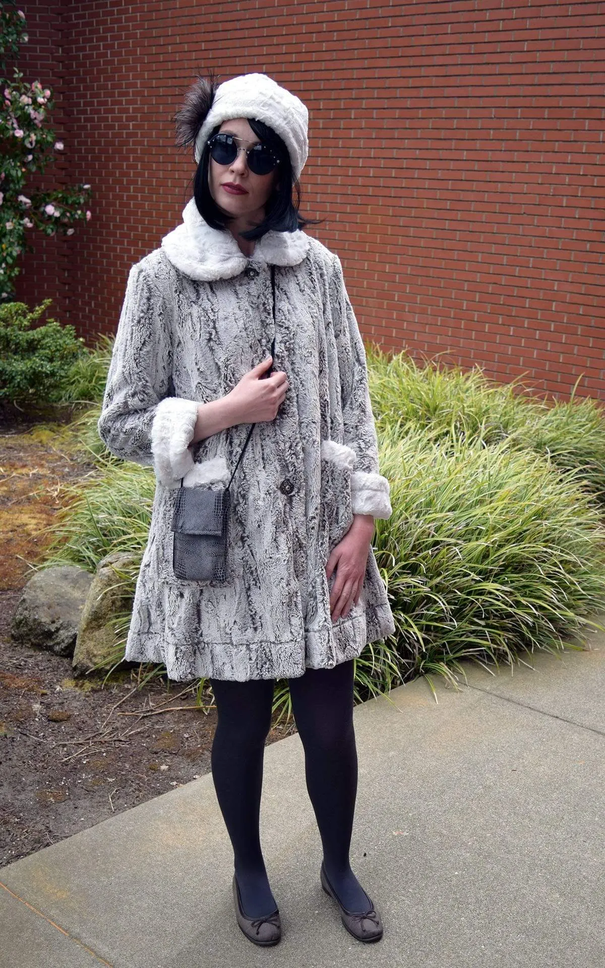 Crawford Coat - Luxury Faux Fur in Khaki with Cuddly Fur in Ivory (One Large Left!)