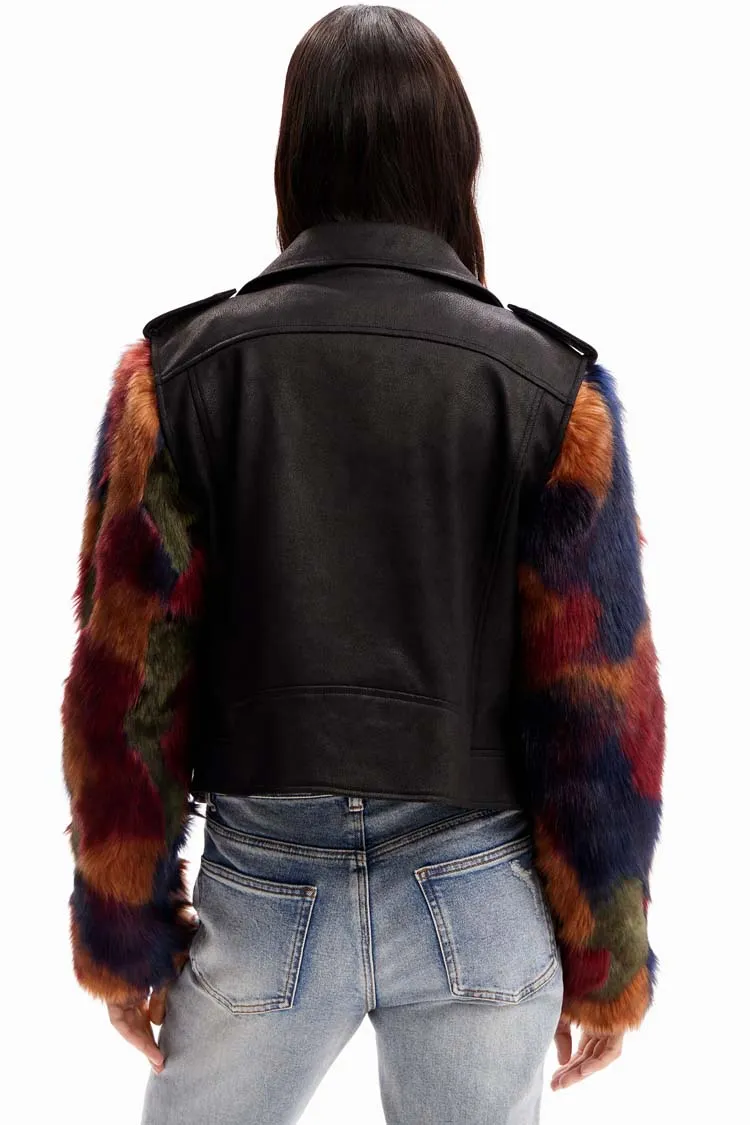 Detachable Fur-effect Biker Jacket | FINAL SALE