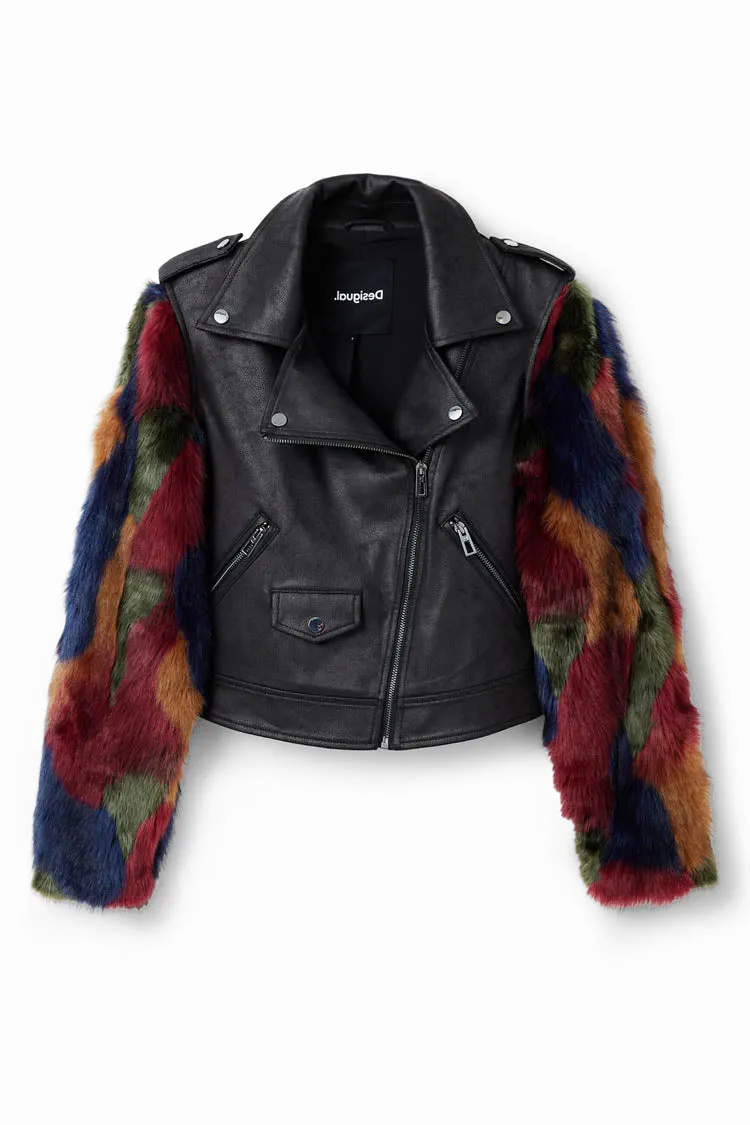 Detachable Fur-effect Biker Jacket | FINAL SALE