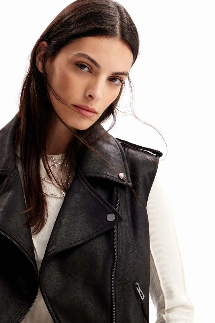 Detachable Fur-effect Biker Jacket | FINAL SALE