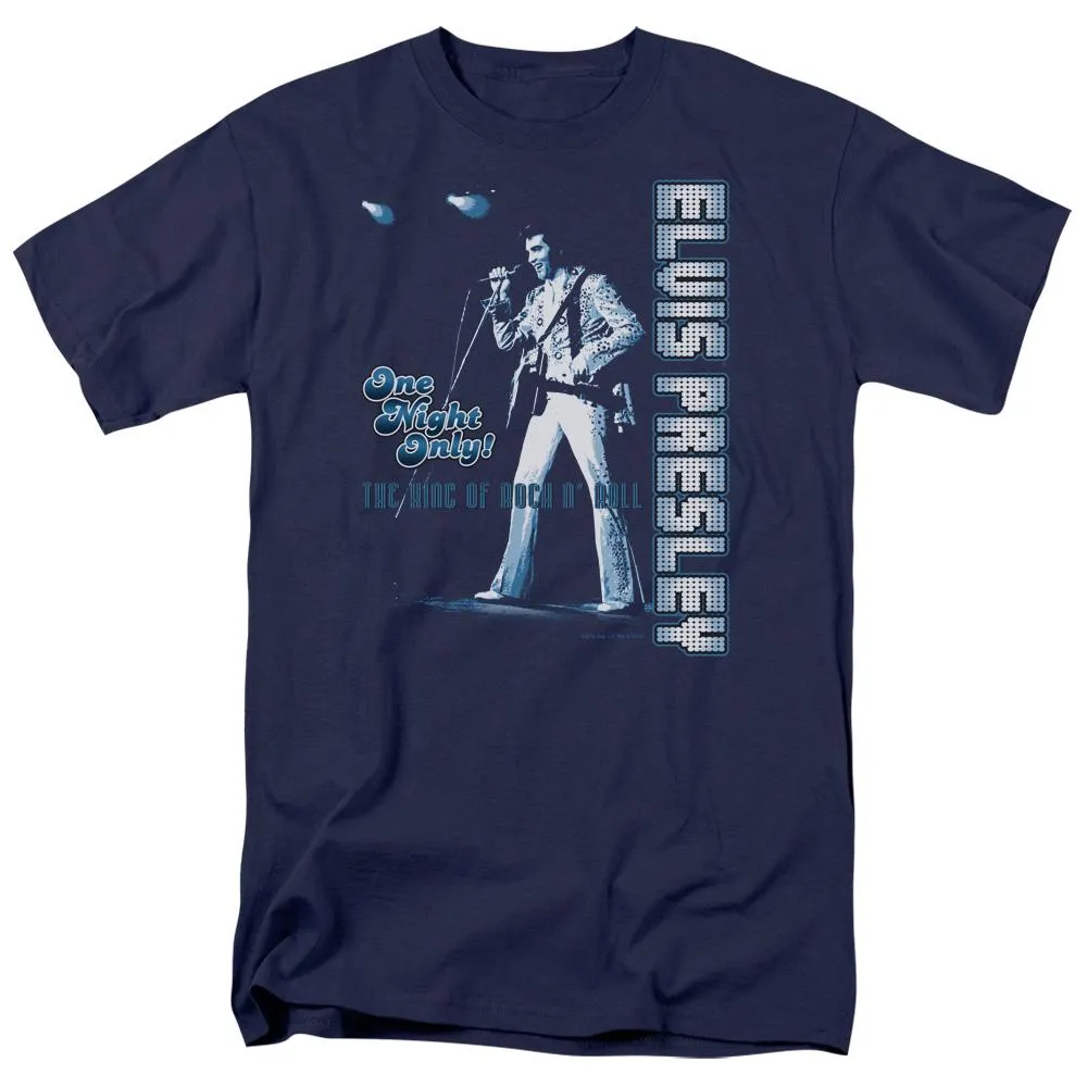 Elvis Presley One Night Only Mens T Shirt Navy Blue