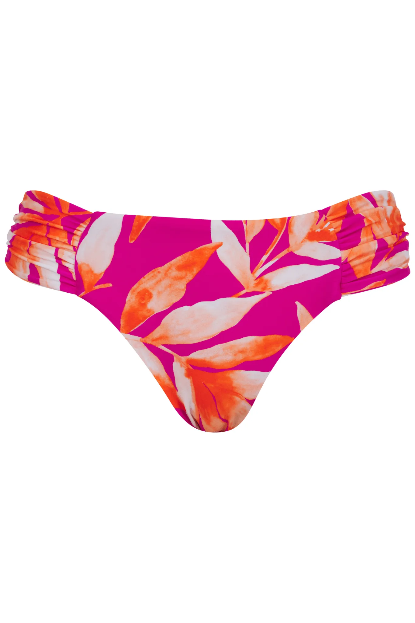 HALO Miyanna Ruched Brief In Watercolour Orange Leaf