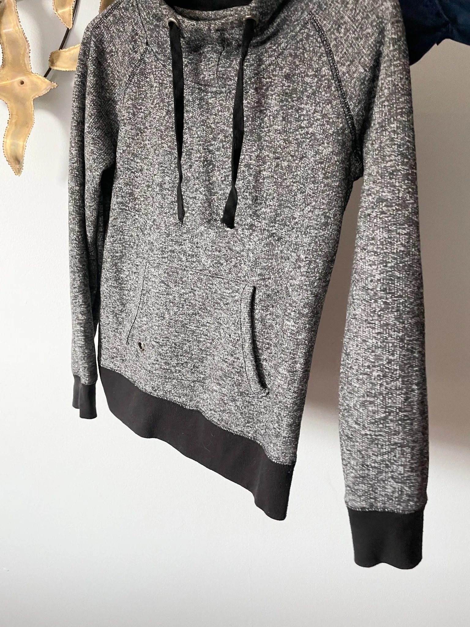 Jo & Co Heathered Grey Funnel Neck Pullover Hoodie Sweater - Medium