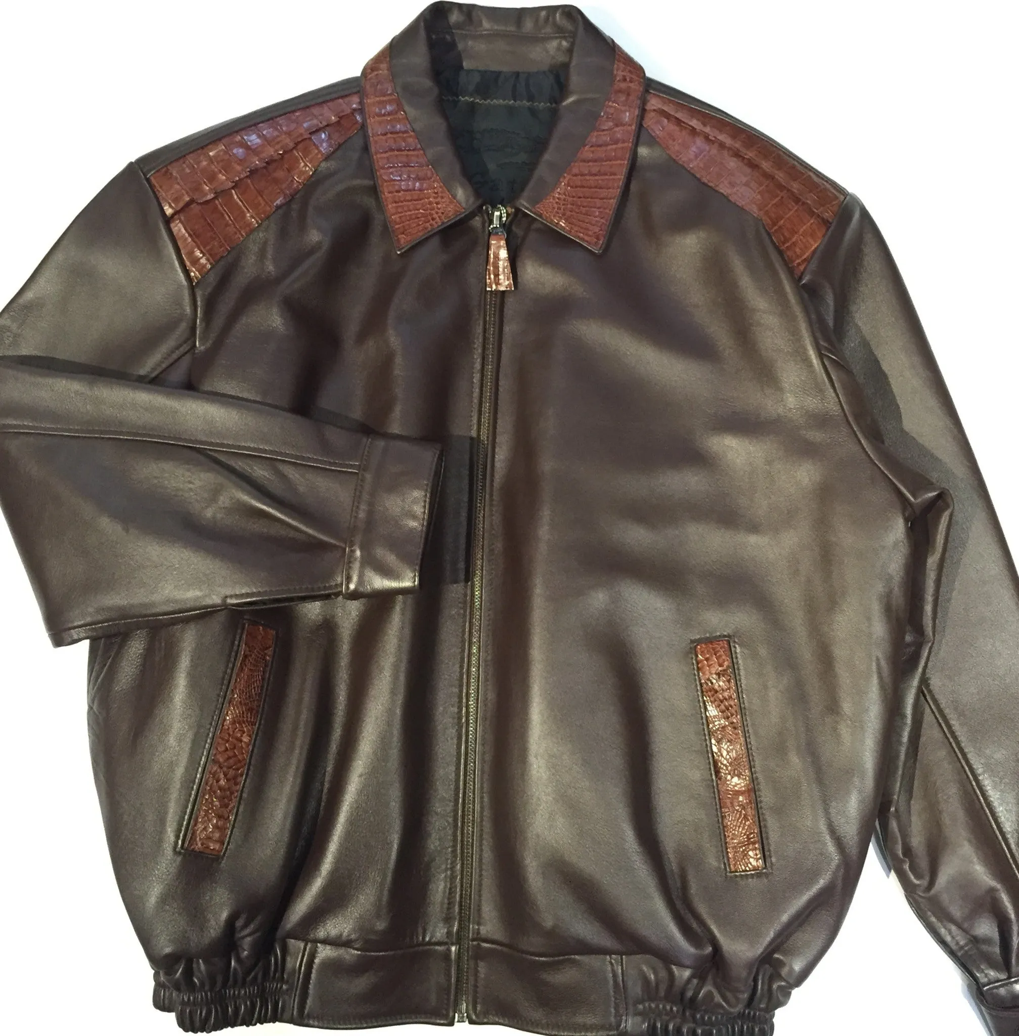 Kashani Chocolate Alligator/Lamb Bomber Jacket