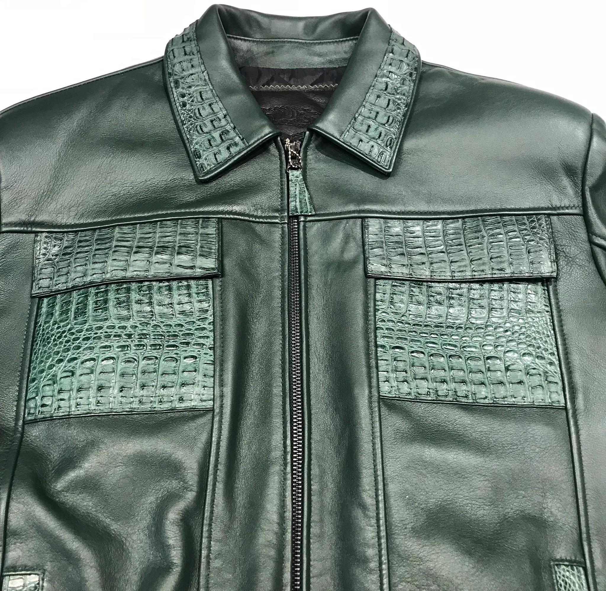 Kashani Forest Green Horn-Back Bomber Jacket