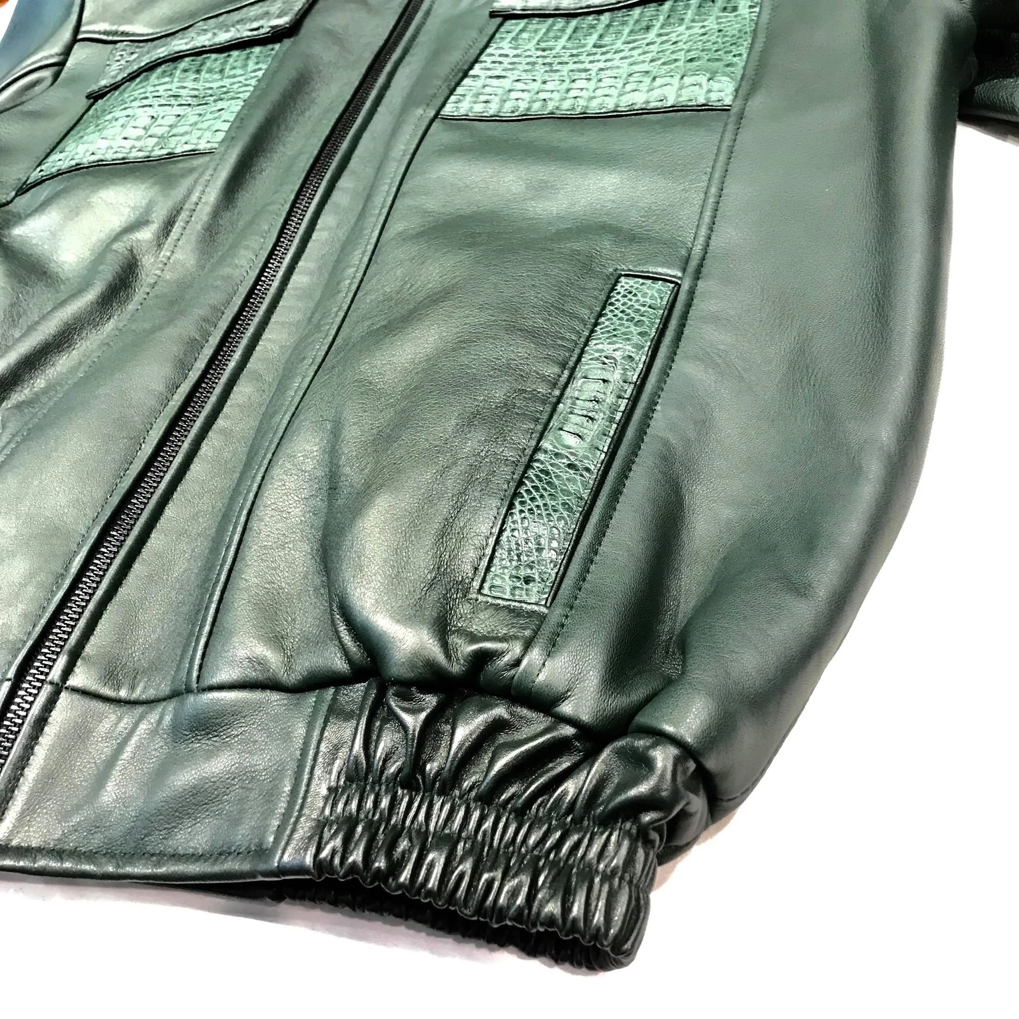 Kashani Forest Green Horn-Back Bomber Jacket