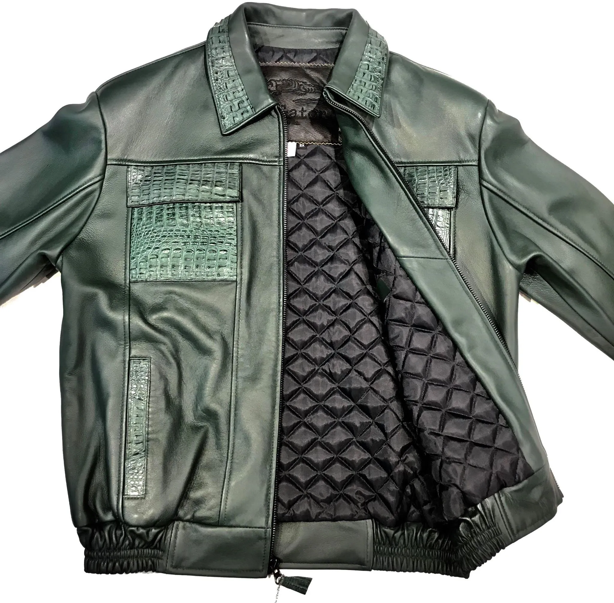 Kashani Forest Green Horn-Back Bomber Jacket