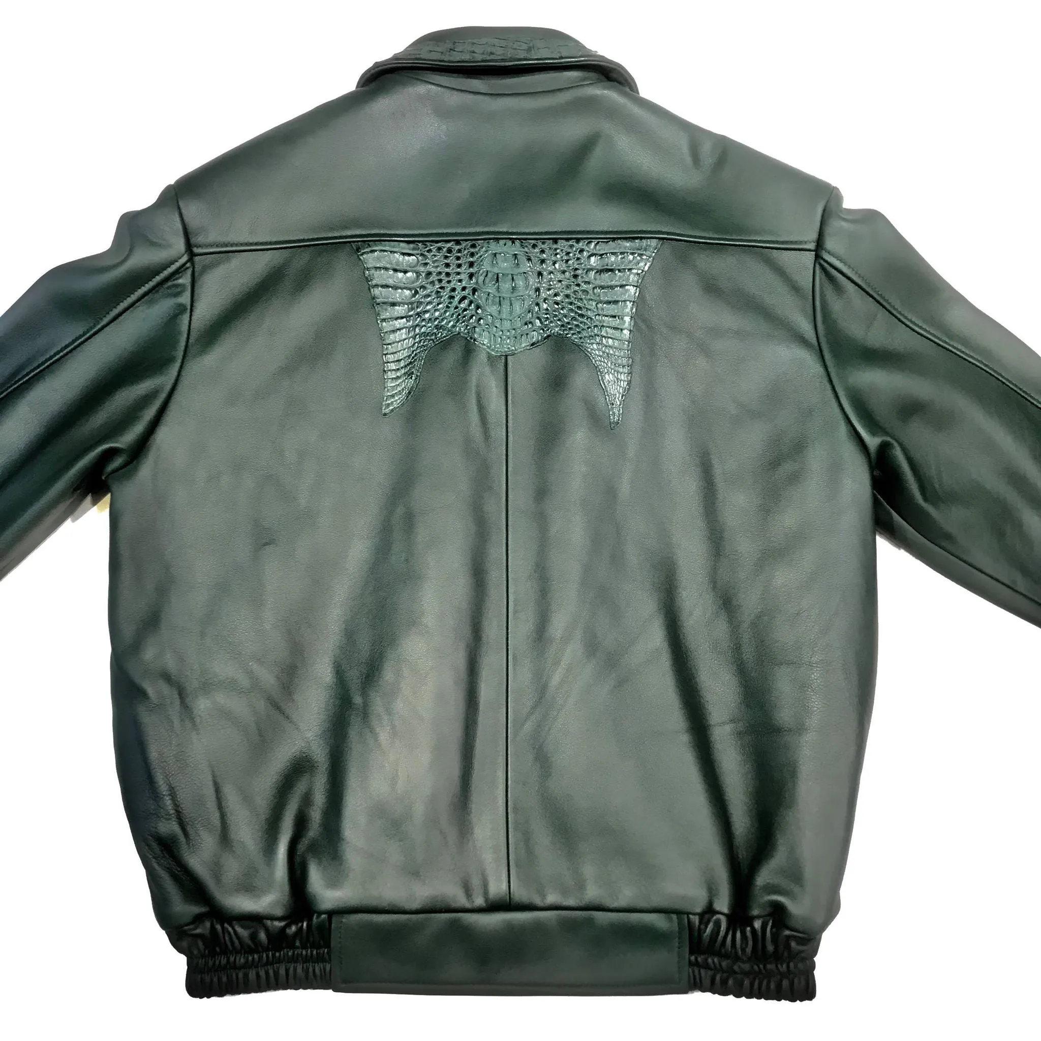 Kashani Forest Green Horn-Back Bomber Jacket