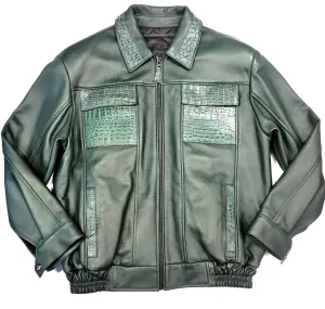 Kashani Forest Green Horn-Back Bomber Jacket