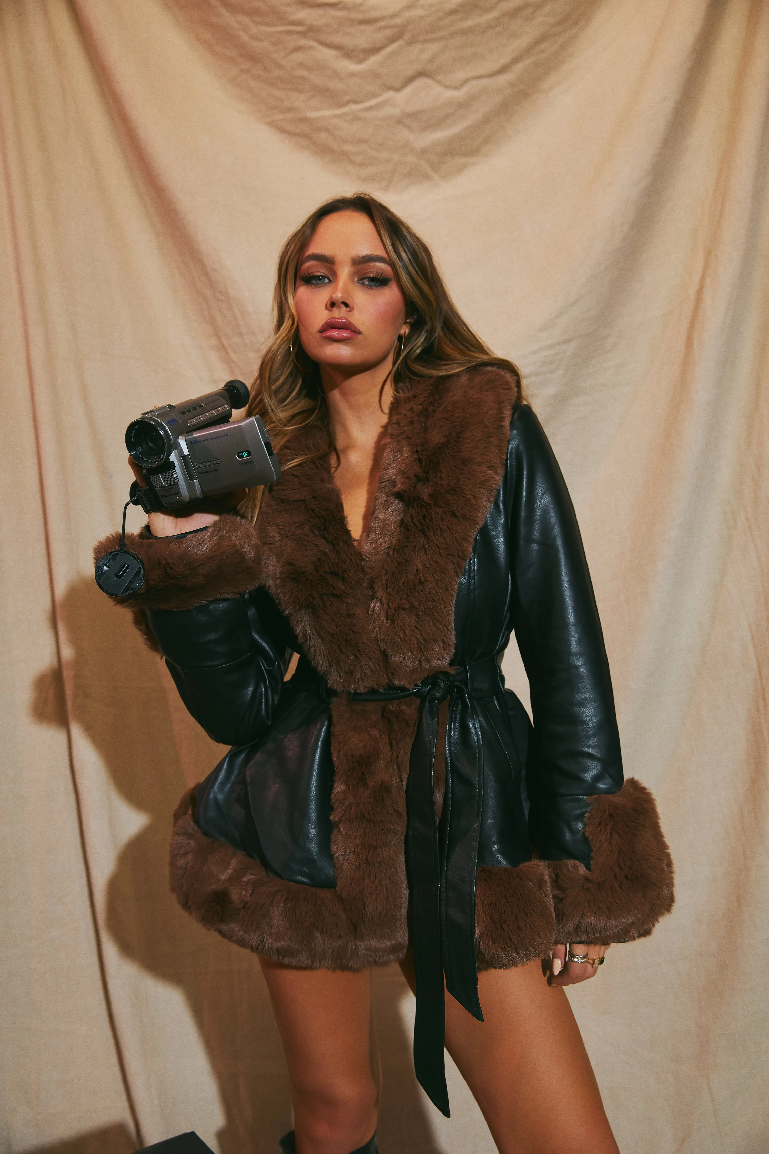 Kezia Faux Fur Coat - Brown