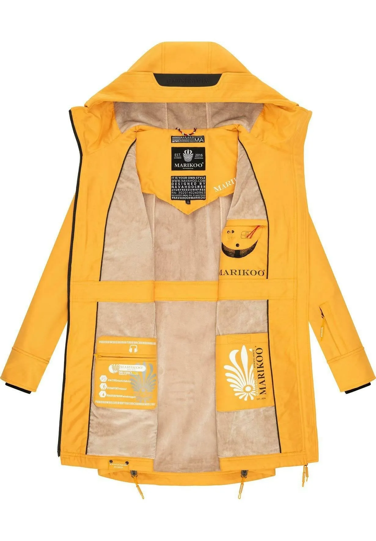 Marikoo parka with chest pockets, yellow