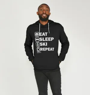 Men's Eat Sleep Ski Repeat Organic Pullover Hoodie