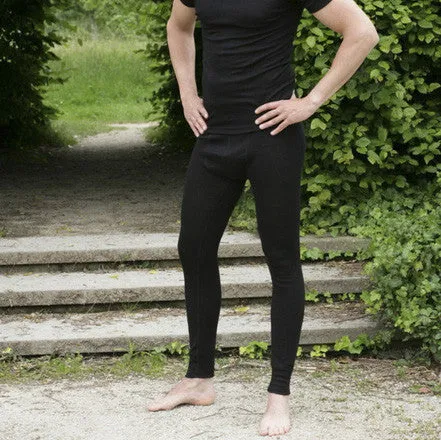 Mens Merino Wool & Silk Long Johns - Black