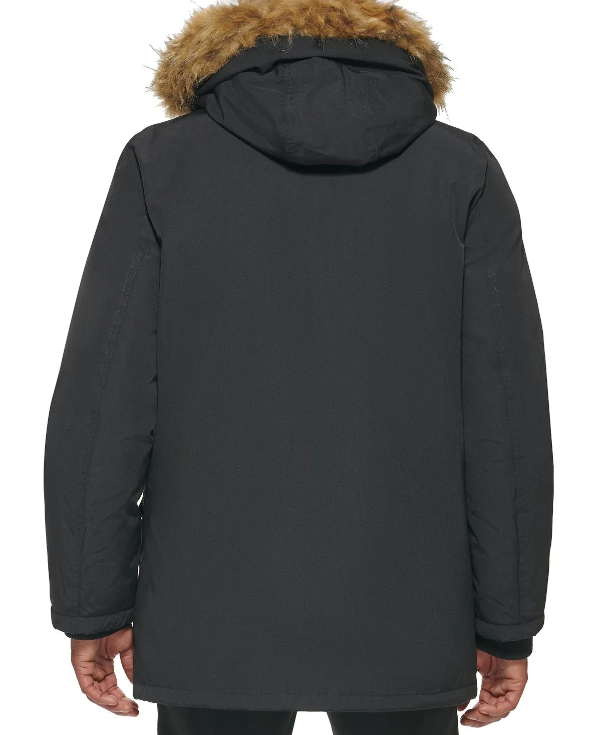 Men's parka with faux fur jacket on the hood created for Macy's Club Room, black