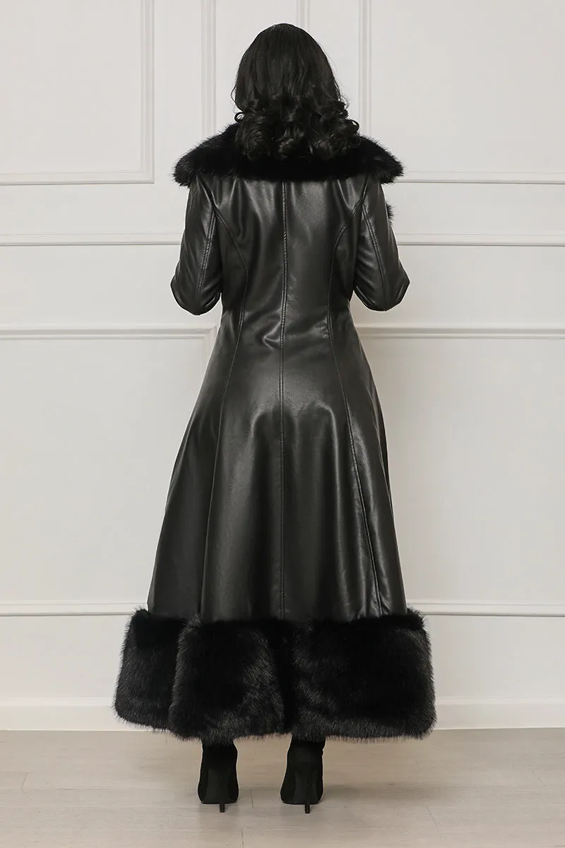 Oh So Extra Faux Fur & Leather Coat (Black)- FINAL SALE