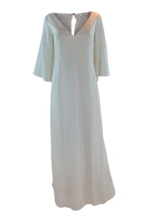 PORTS 1961 White V Front 3/4 Sleeve Maxi Dress (38)