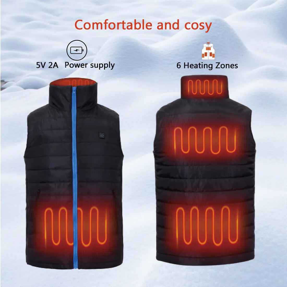 Rechargeable Heated Vest Womens | Adjustable Size 6 Heating Zones | Keepwarming