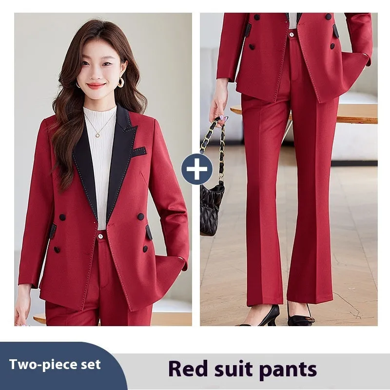 Red Suit Jacket Bell-bottom Pants Suit