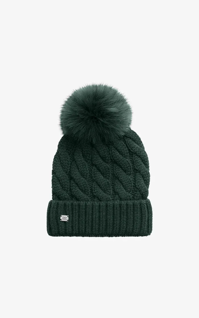 SOIA&KYO AMALIE-TN - Cable-Knit Hat With Detachable Feather Pompom